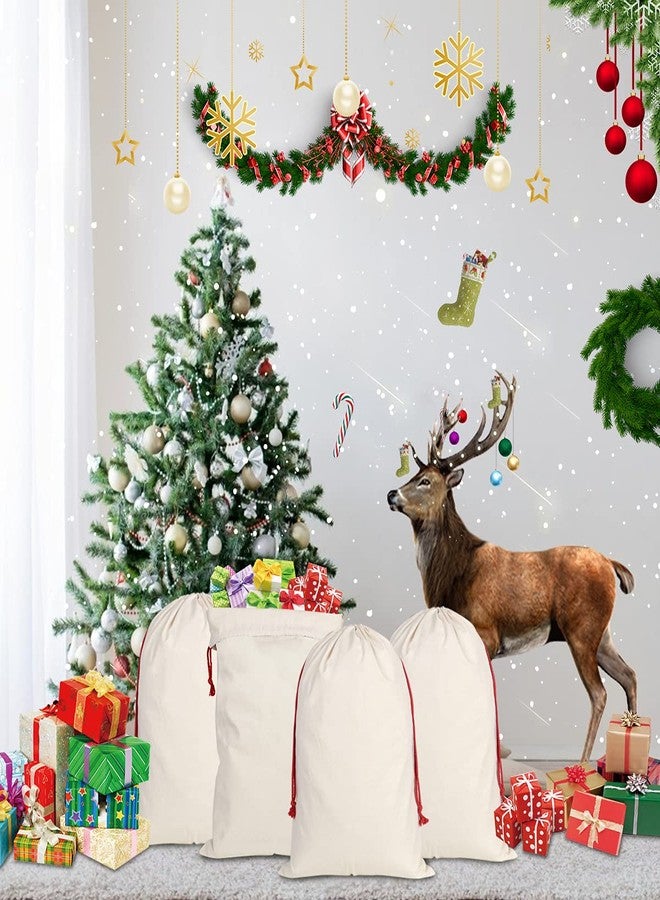 Inspireyee 6 Pack Large Christmas Bag Santa Sacks Xmas Canvas Cotton Xmas Sack Stocking with Drawstrings (Pattern 7, 19.5 X 27.5) - Image 2